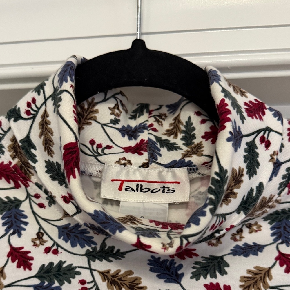 Talbots Multicolor Leaf Turtleneck - image 3